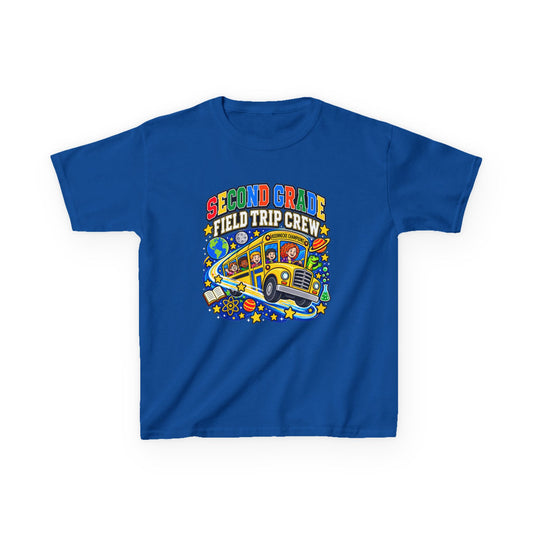 Kids Tee — "Second Grade Field Trip Crew" School Bus Graphic