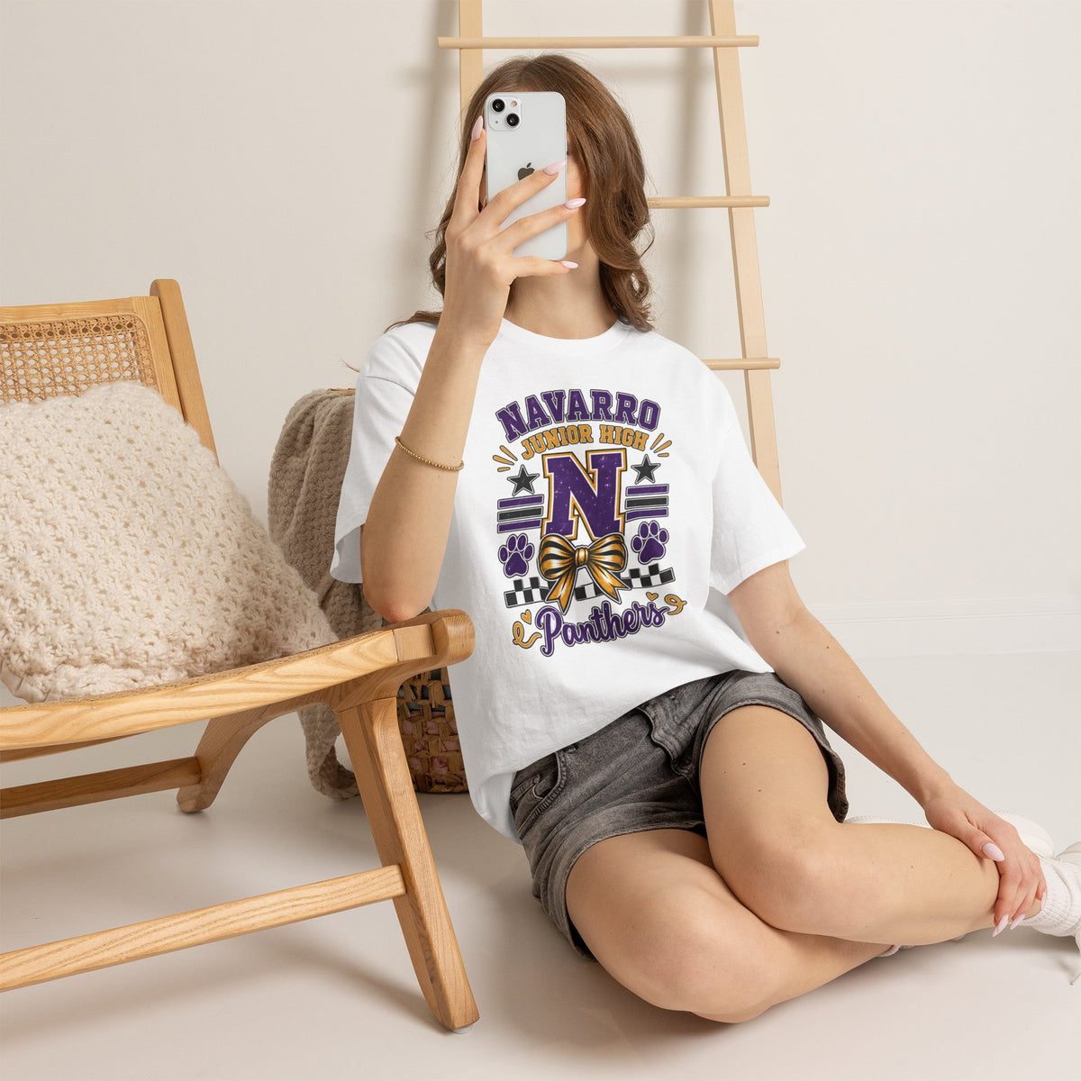 Navarro Junior High Panthers T-Shirt – School Spirit Tee with Purple & Gold Mascot Design