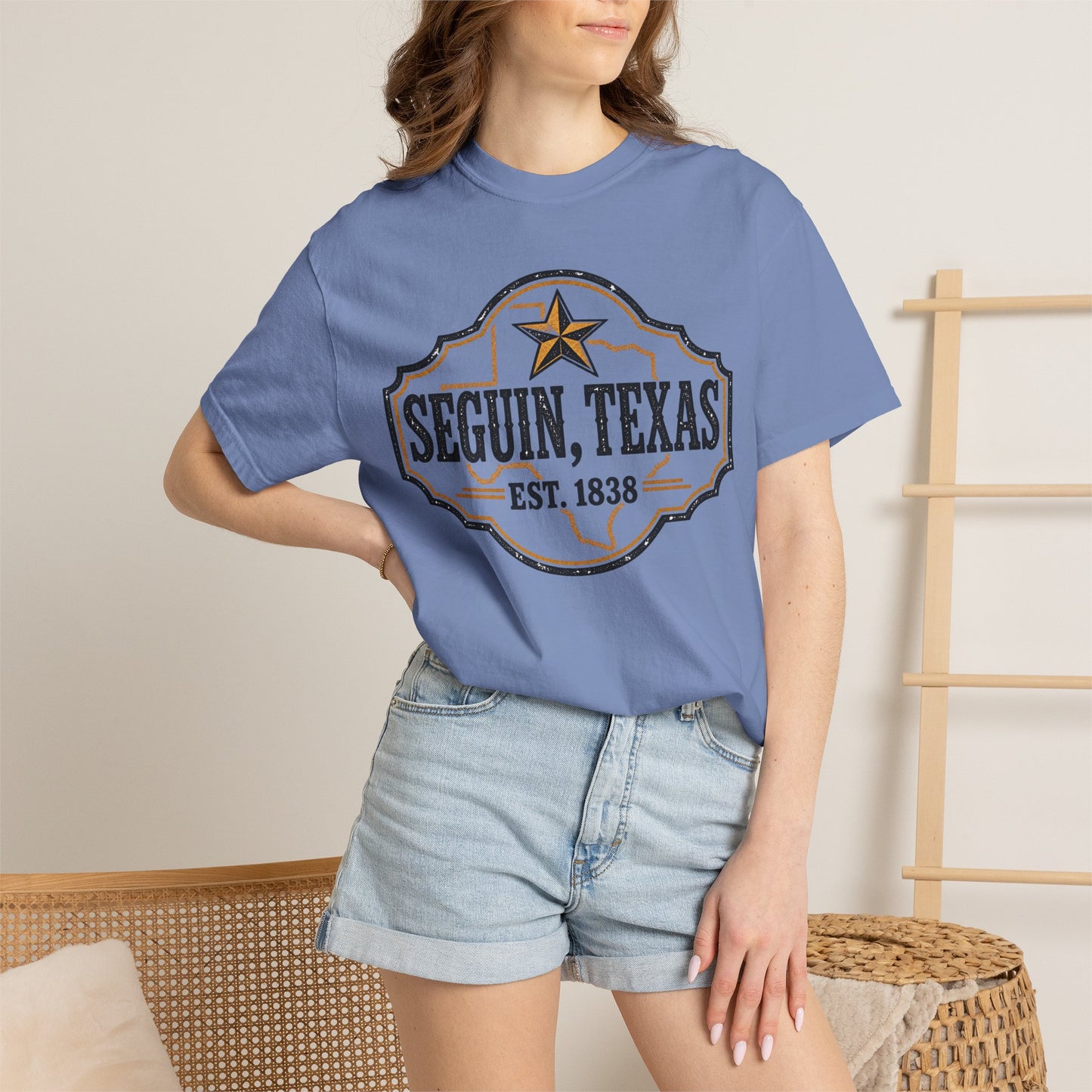 Seguin, Texas Vintage Badge T-Shirt — Est. 1838 Cotton Tee