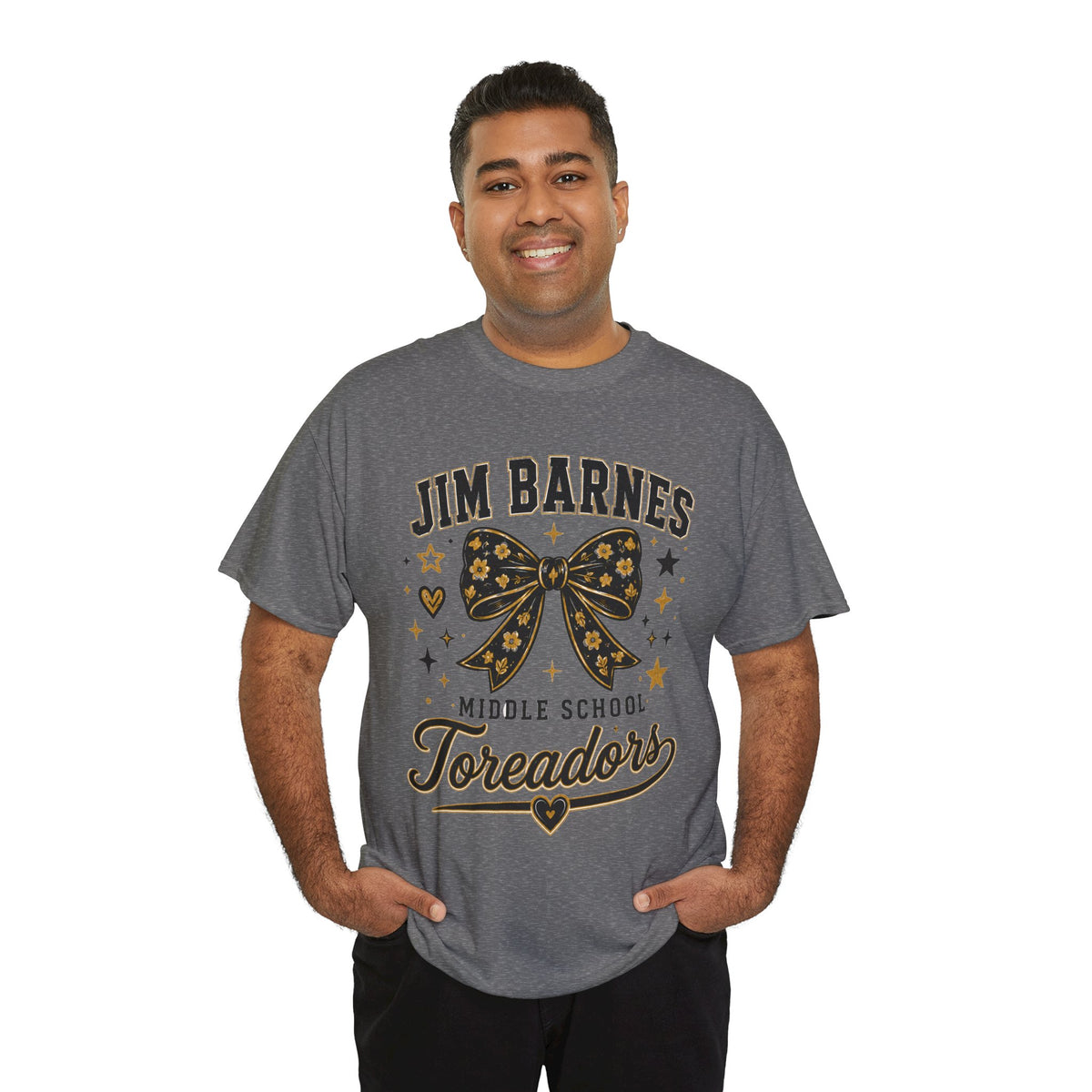T-Shirt — Jim Barnes Middle School Toreadors Cheer Bow Design