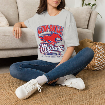 Nixon-Smiley Mustangs Tee — Retro School Mascot T-Shirt