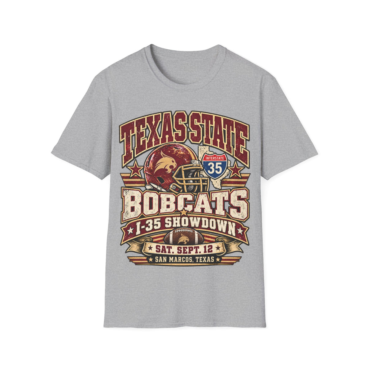 Texas State Bobcats Football T‑Shirt – I‑35 Showdown Game Day Tee