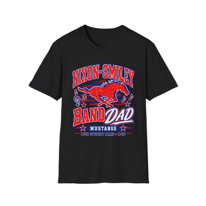 Nixon-Smiley Mustangs Band T-Shirt — Vintage Red Mustang Music Design