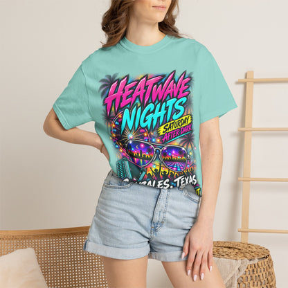 Heatwave Nights T-Shirt — Gonzales, Texas Retro Neon Party Tee