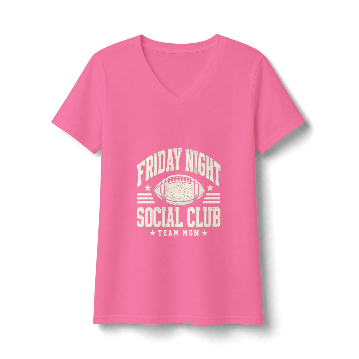 Friday Night Social Club V-Neck Tee — Team Mom Football T-Shirt