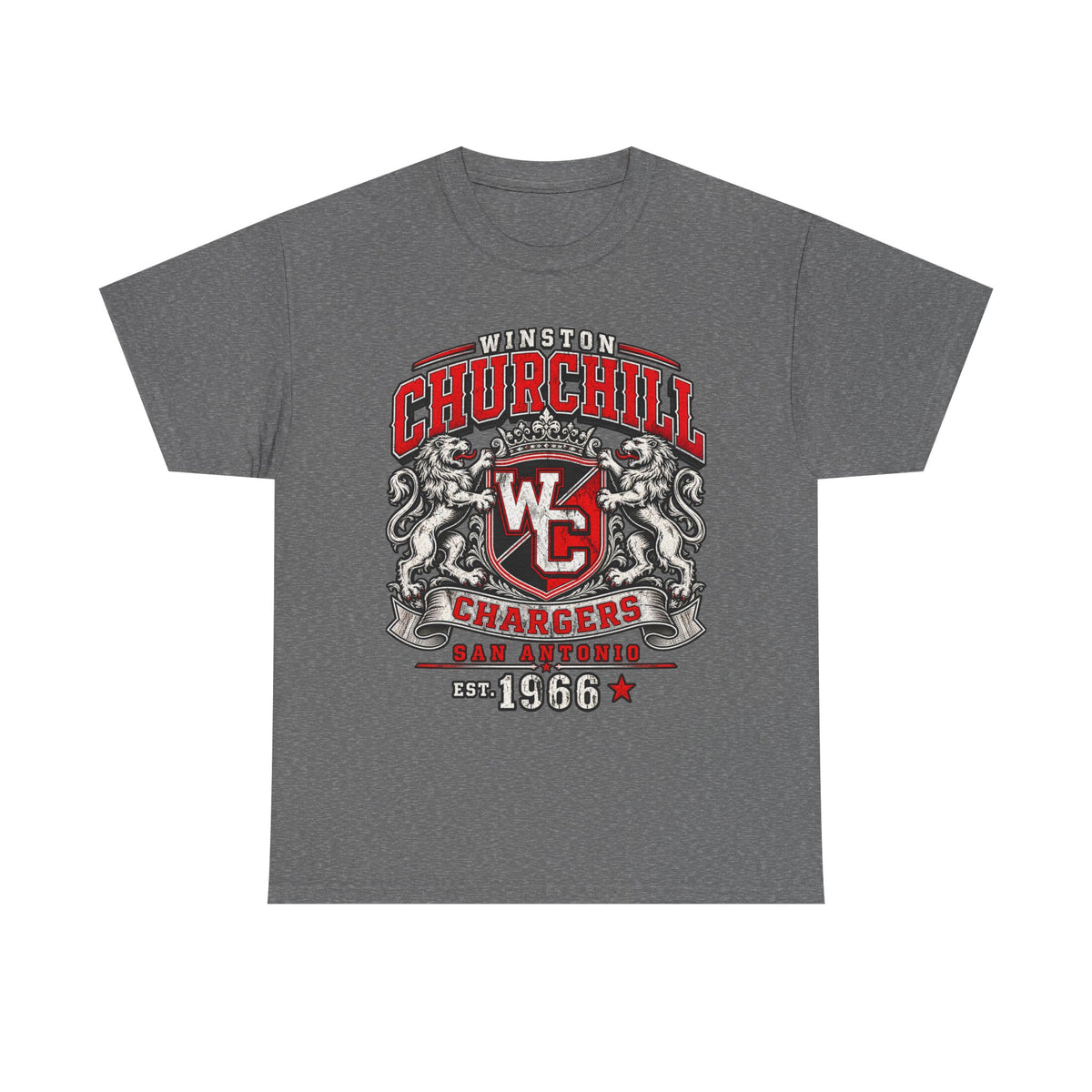 Churchill Chargers Vintage Crest T-Shirt — Winston Churchill 1966 School Spirit Tee