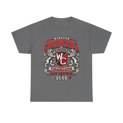 Churchill Chargers Vintage Crest T-Shirt — Winston Churchill 1966 School Spirit Tee