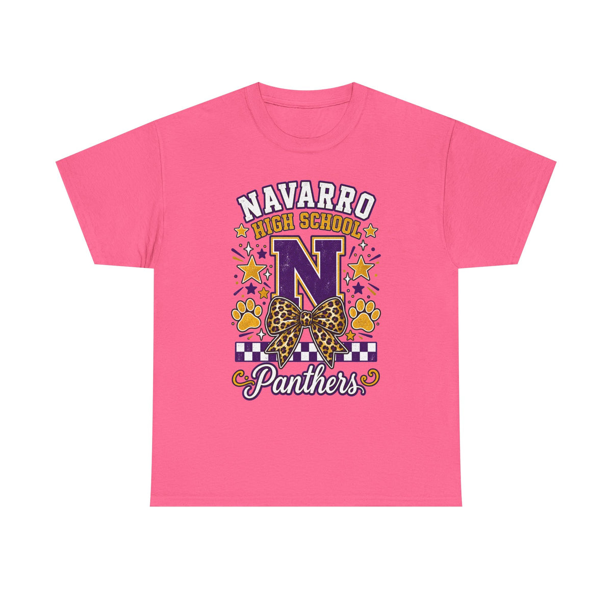Navarro Panthers High School Tee — 'N' Leopard Ribbon Paw Print Design