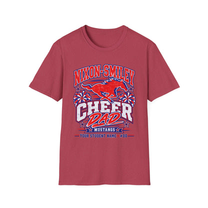 Nixon-Smiley Mustangs Cheer Dad T-Shirt — School Spirit Fan Tee