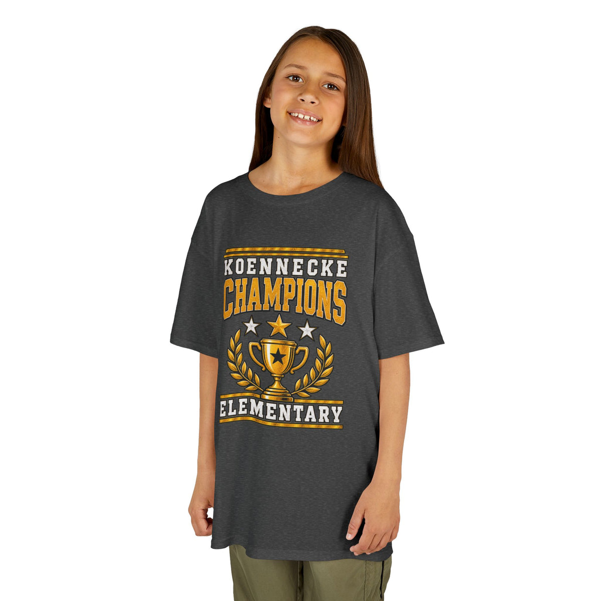 Koennecke Champions Elementary Kids T-Shirt — School Spirit Trophy Design