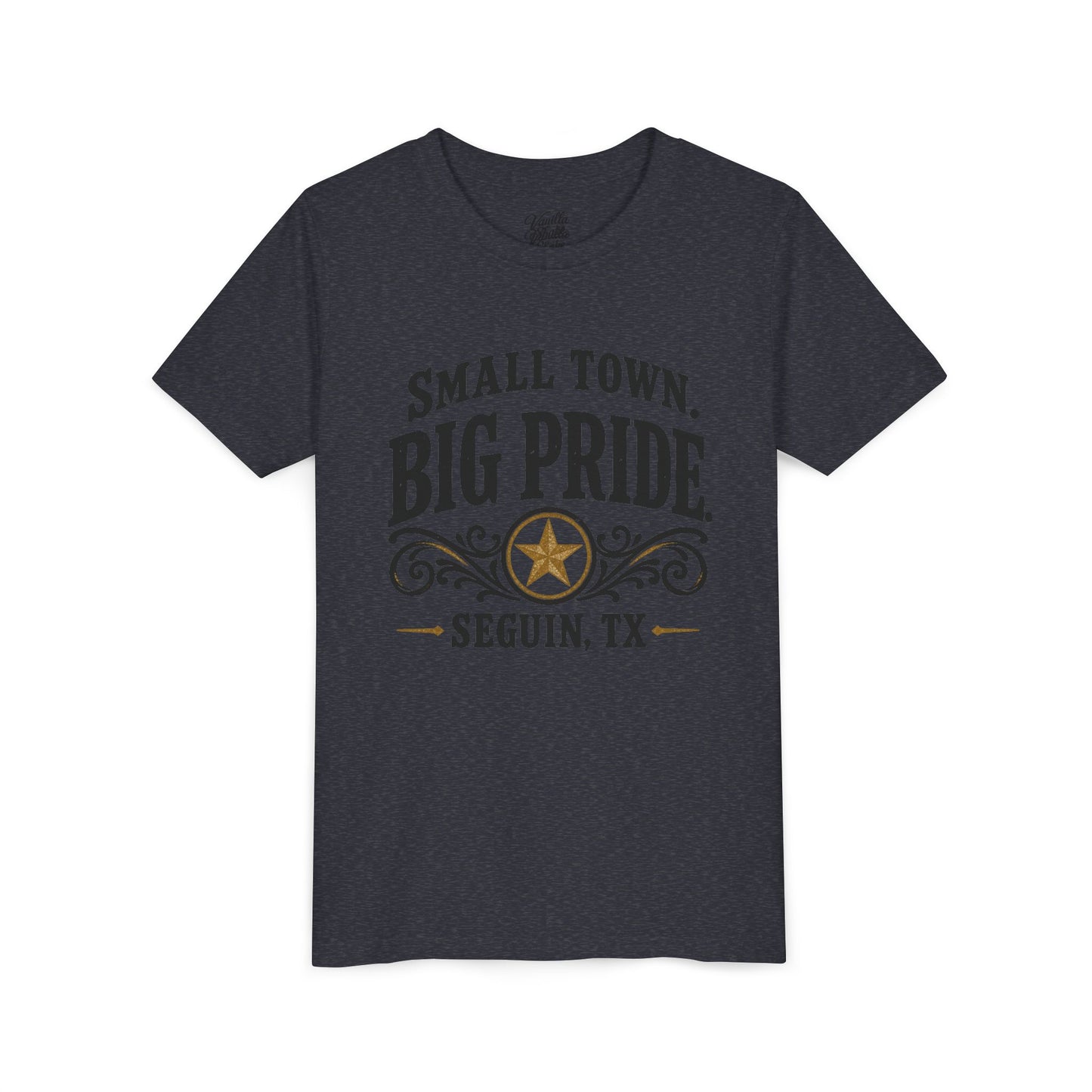 Youth Tee — "Small Town. Big Pride. Seguin, TX" Vintage Star