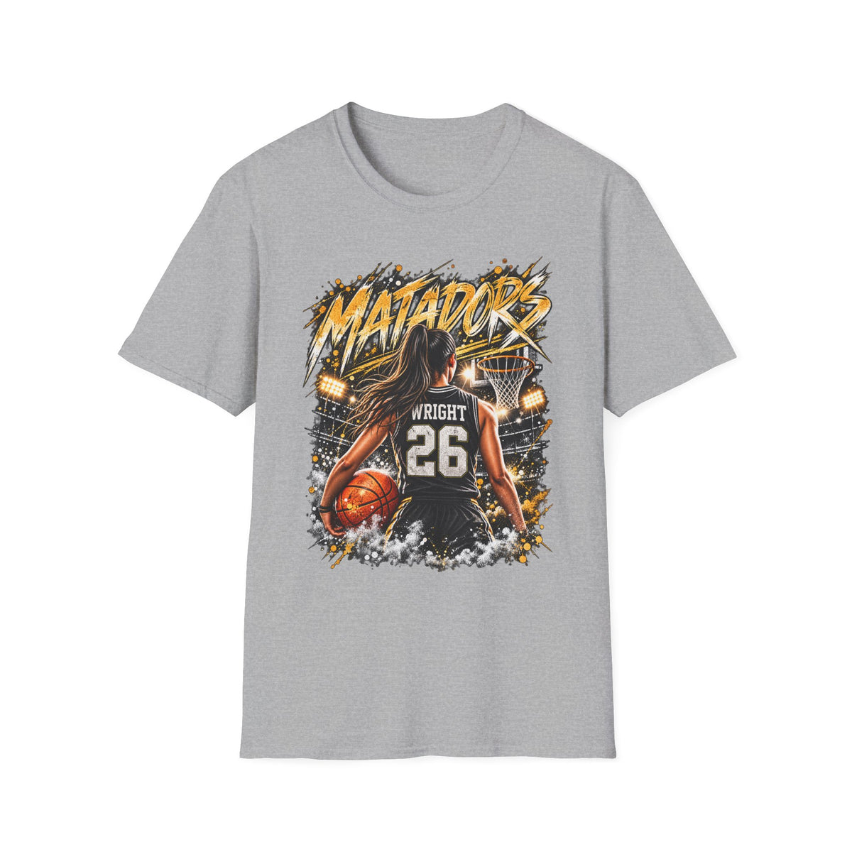 Basketball Jersey T-Shirt — 'Matadors' Player 26 Custom Basketball Graphic Tee
