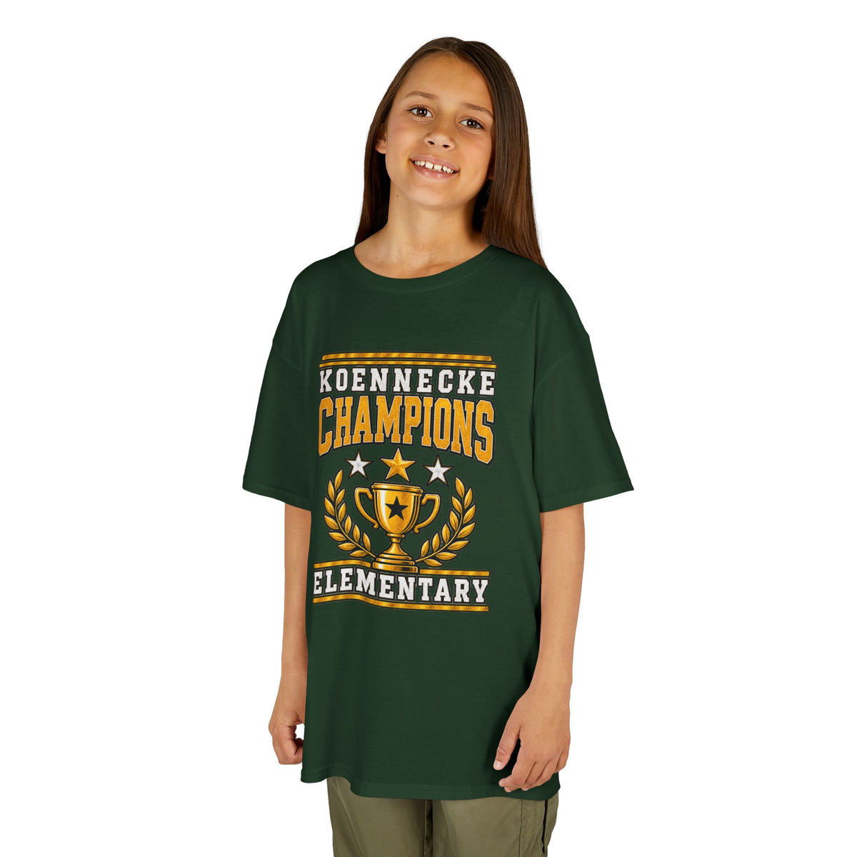 Koennecke Champions Elementary Kids T-Shirt — School Spirit Trophy Design
