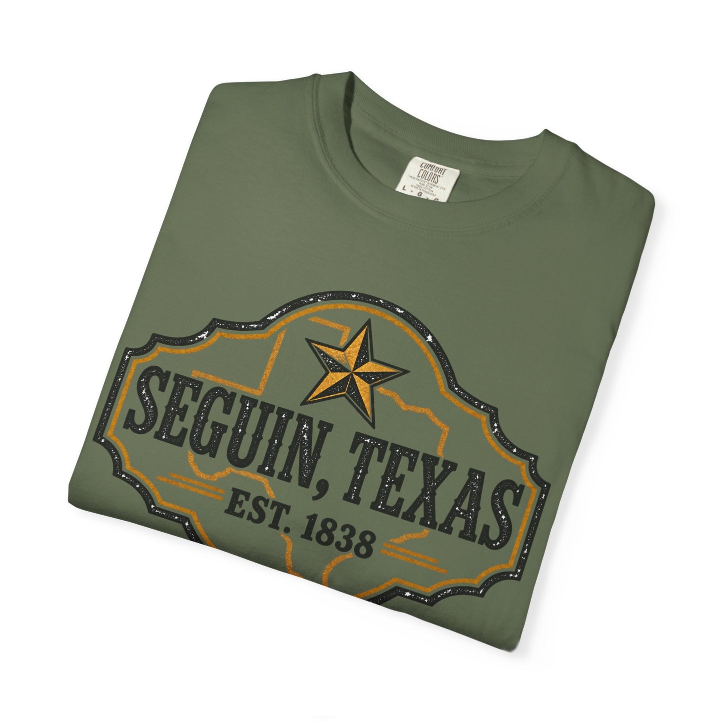 Seguin, Texas Vintage Badge T-Shirt — Est. 1838 Cotton Tee