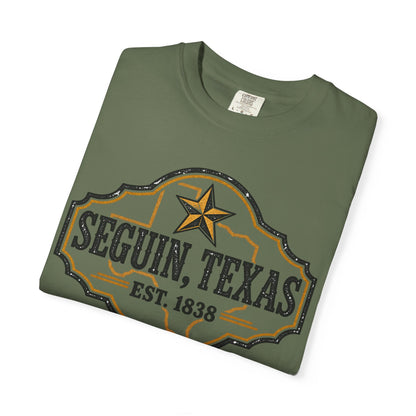 Seguin, Texas Vintage Badge T-Shirt — Est. 1838 Cotton Tee