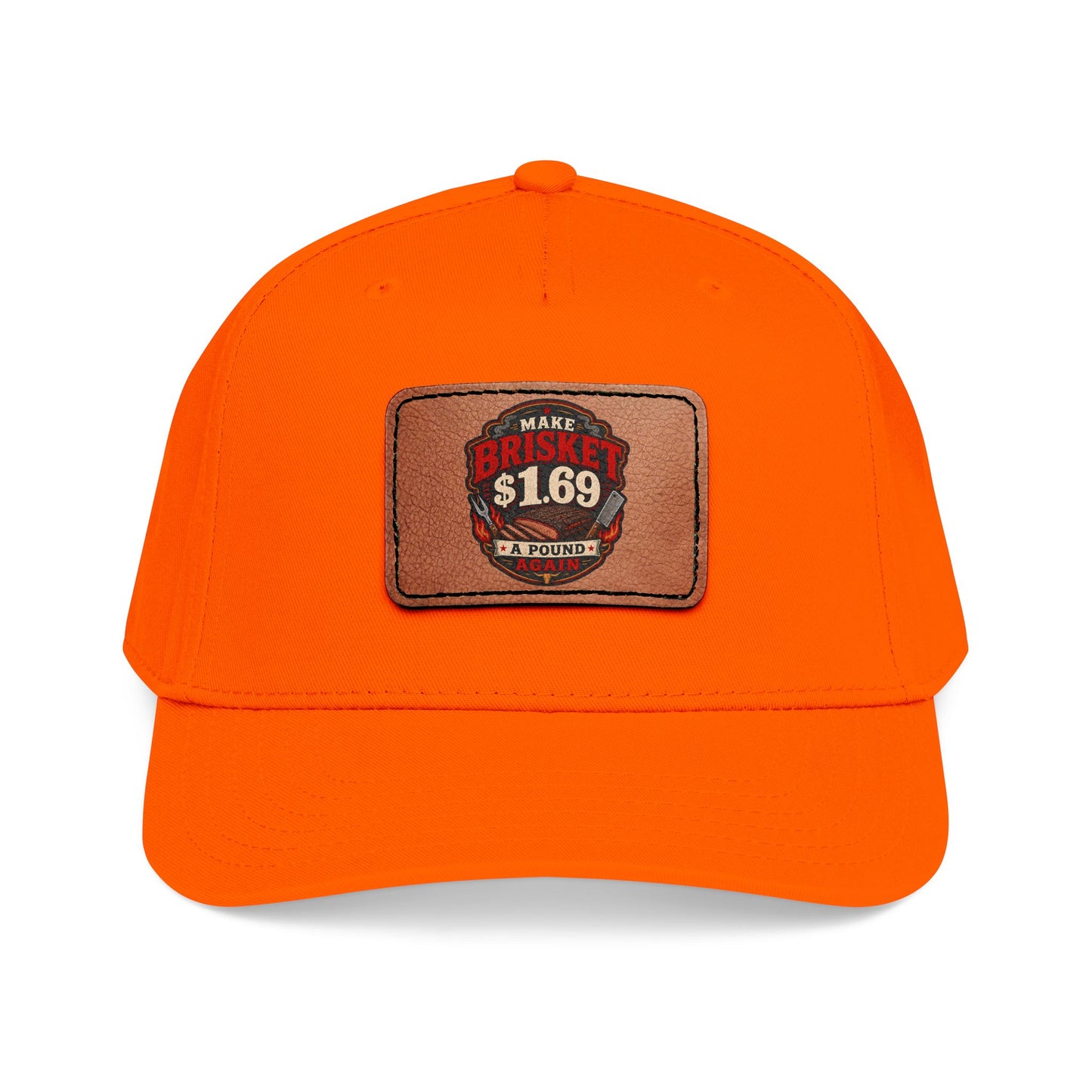 VSA Brisket Mid Profile Baseball Cap with Leather Patch (Rectangle)