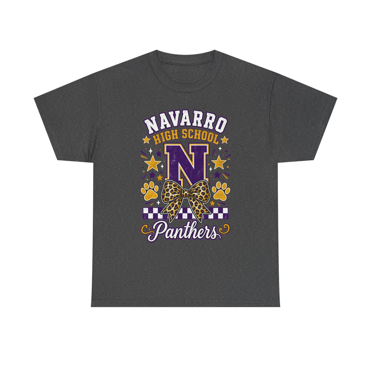 Navarro Panthers High School Tee — 'N' Leopard Ribbon Paw Print Design