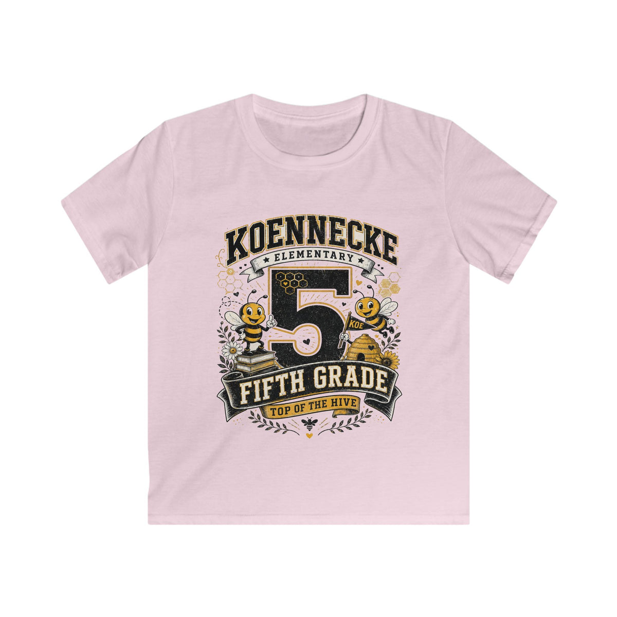 Fifth Grade Kids Tee - 'Koennecke Elementary Top of the Hive' School Spirit Shirt