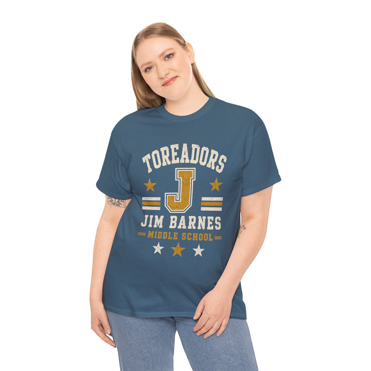 Toreadors Jim Barnes School Letterman Tee — Vintage School Spirit T-Shirt