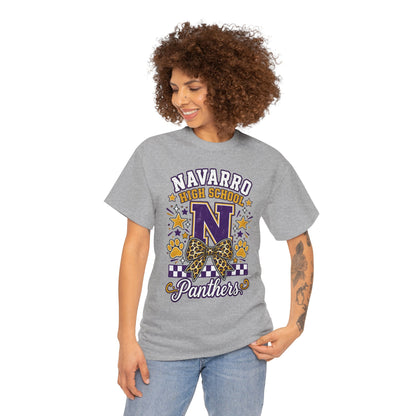 Navarro Panthers High School Tee — 'N' Leopard Ribbon Paw Print Design