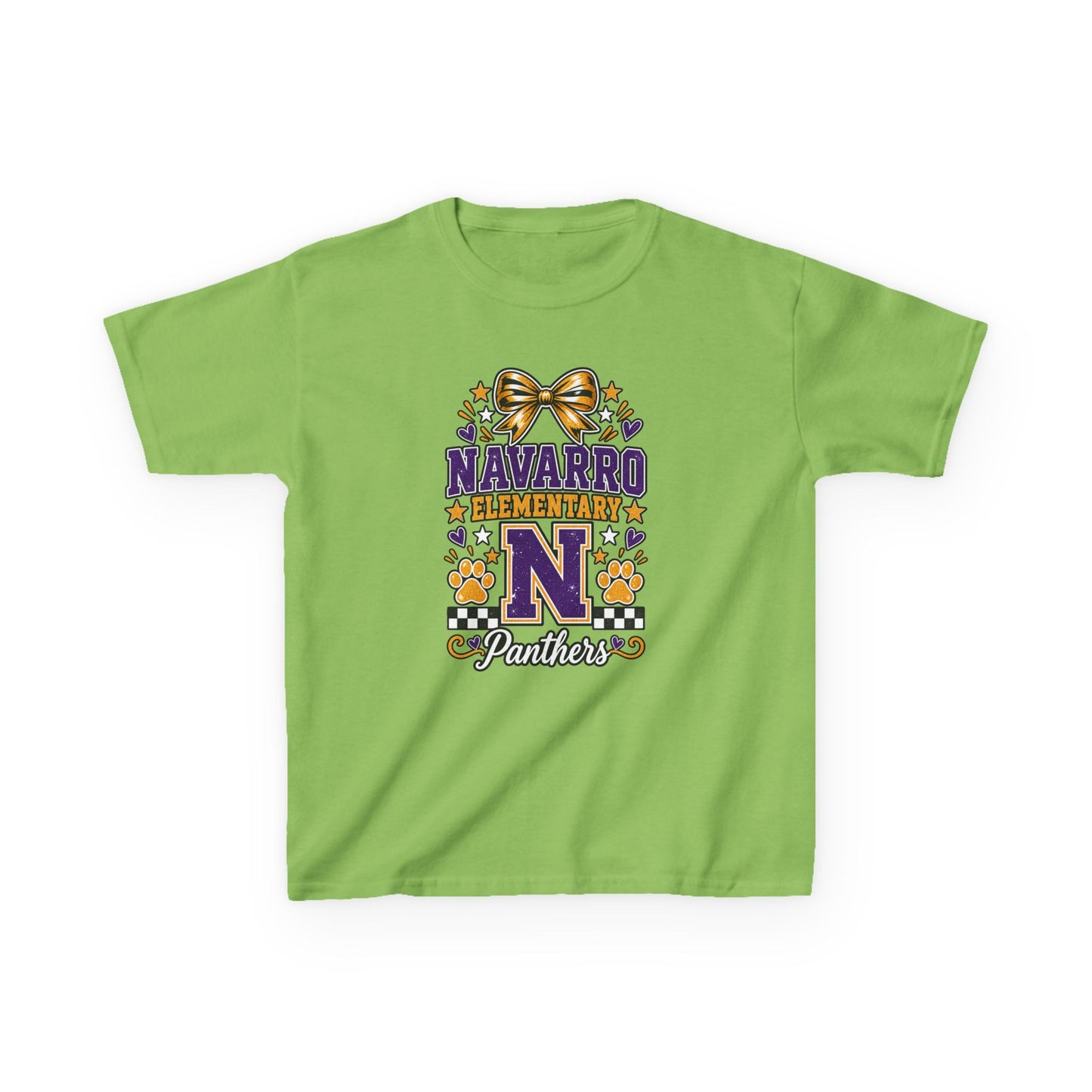 Kids Navarro Elementary Panthers T‑Shirt — Purple & Gold School Spirit Tee