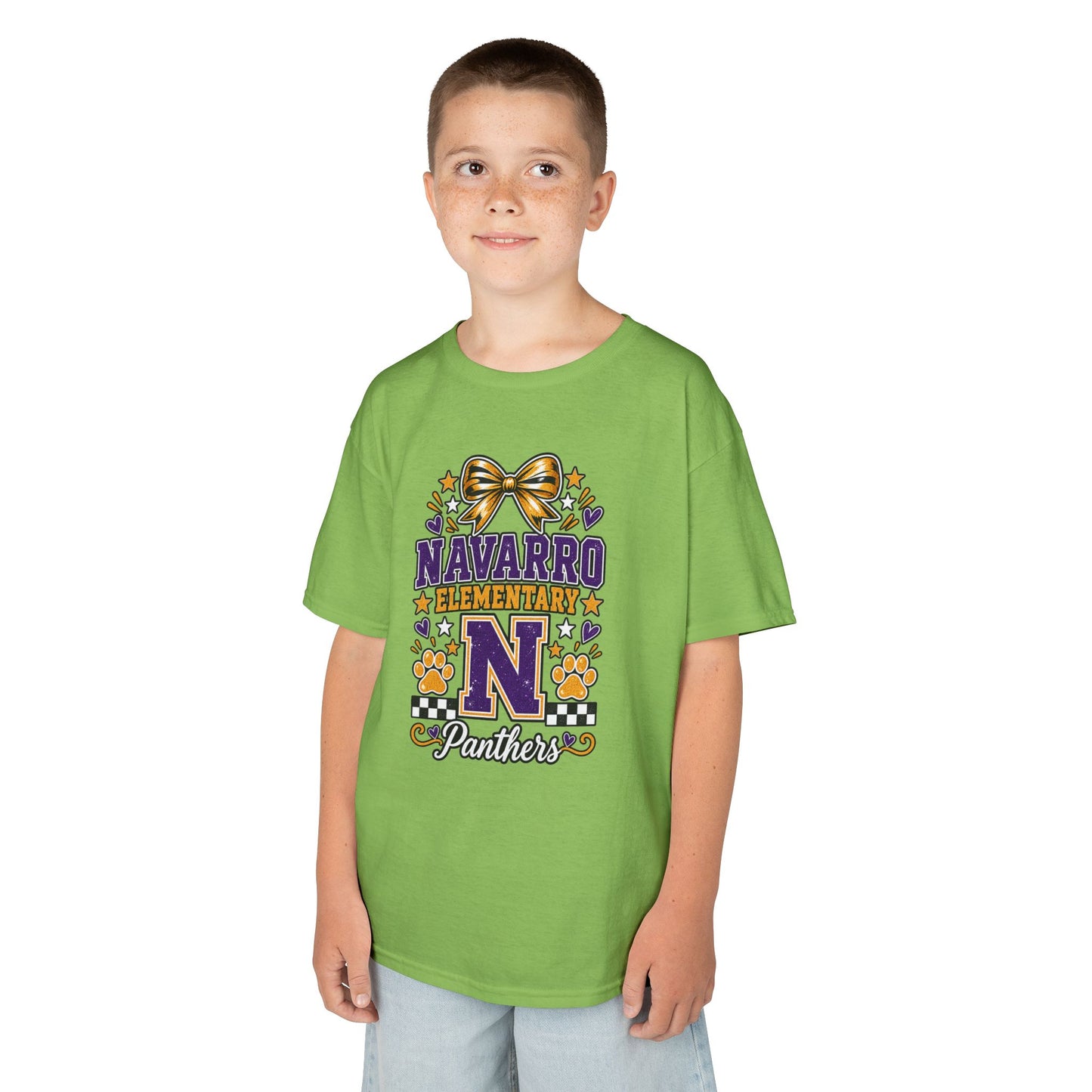 Kids Navarro Elementary Panthers T‑Shirt — Purple & Gold School Spirit Tee