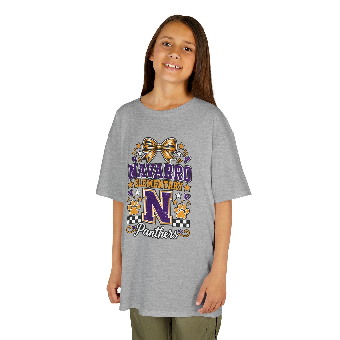 Kids Navarro Elementary Panthers T‑Shirt — Purple & Gold School Spirit Tee