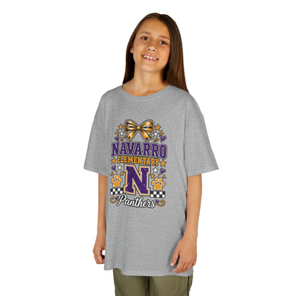 Kids Navarro Elementary Panthers T‑Shirt — Purple & Gold School Spirit Tee