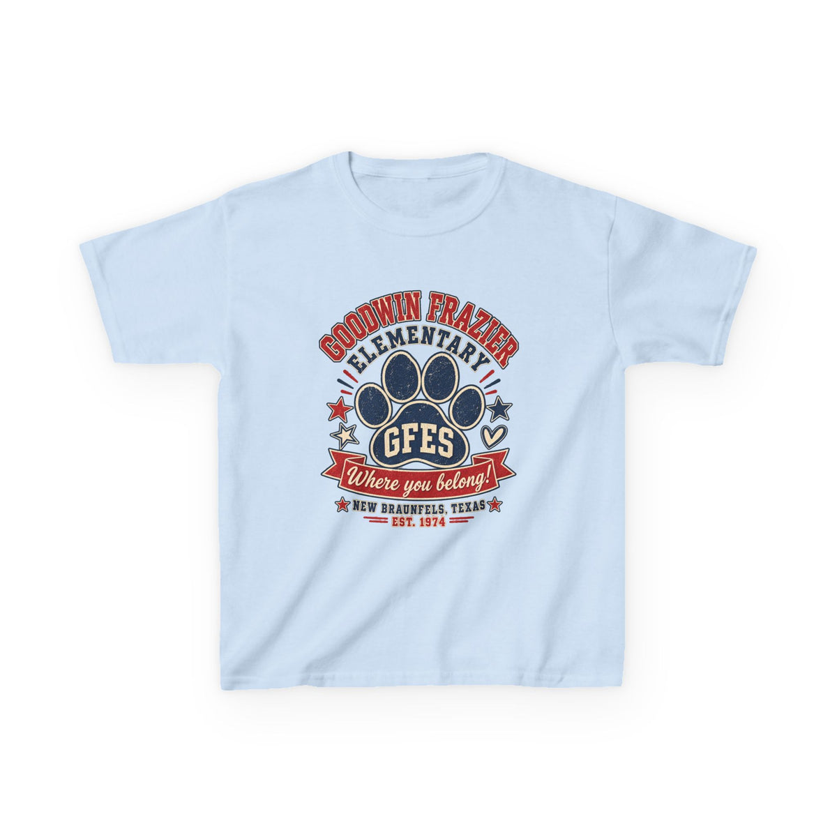 Kids Tee — Goodwin Frazier Elementary GFES Paw Print School Spirit Shirt
