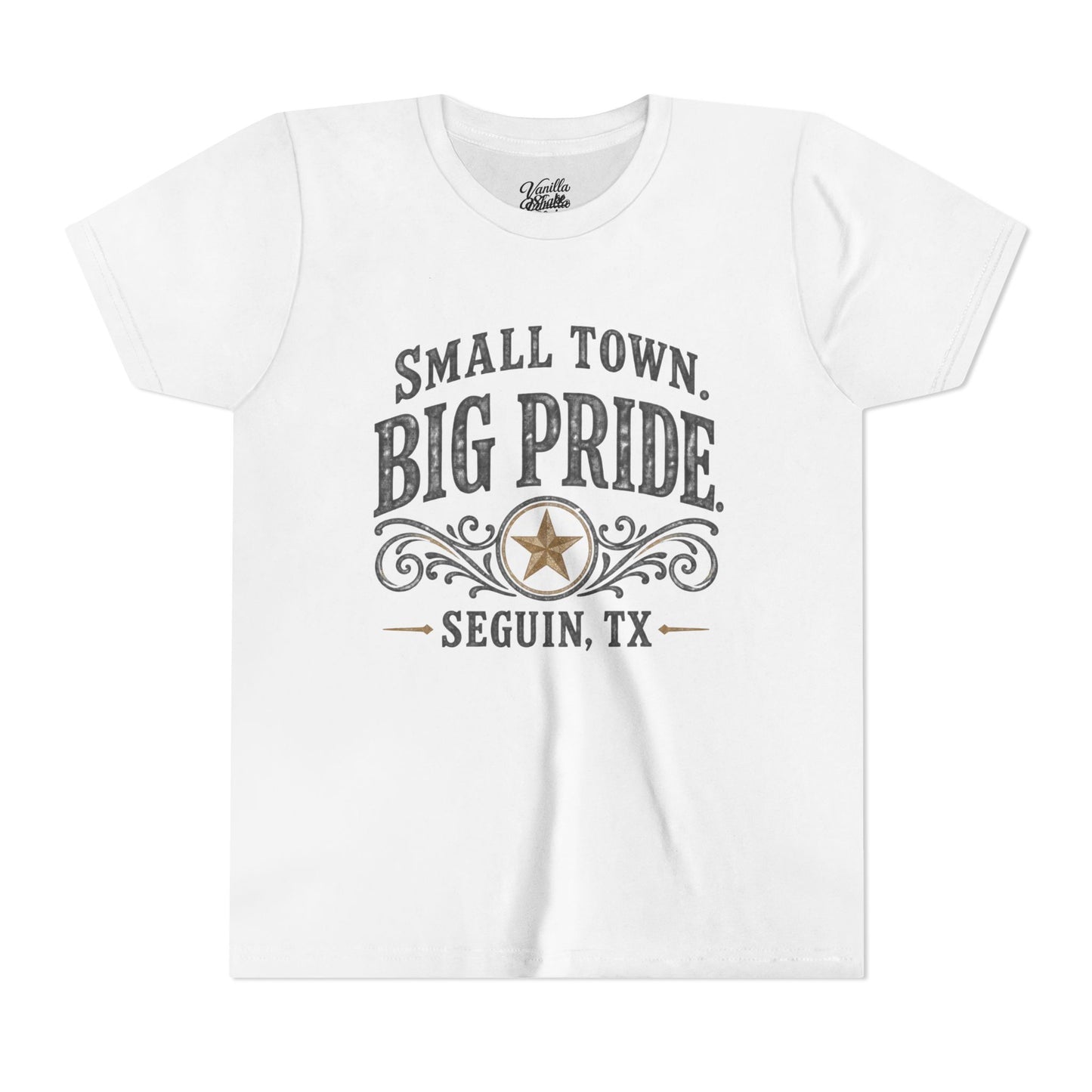 Youth Tee — "Small Town. Big Pride. Seguin, TX" Vintage Star