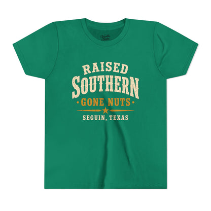 Youth Tee — "Raised Southern, Lone Star" Seguin, Texas Kids Shirt