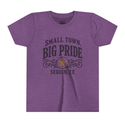 Youth Tee — "Small Town. Big Pride. Seguin, TX" Vintage Star