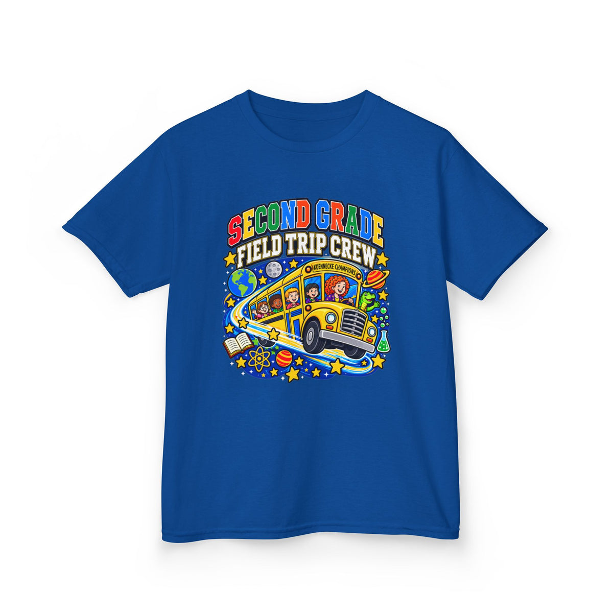 Kids Tee — "Second Grade Field Trip Crew" School Bus Graphic