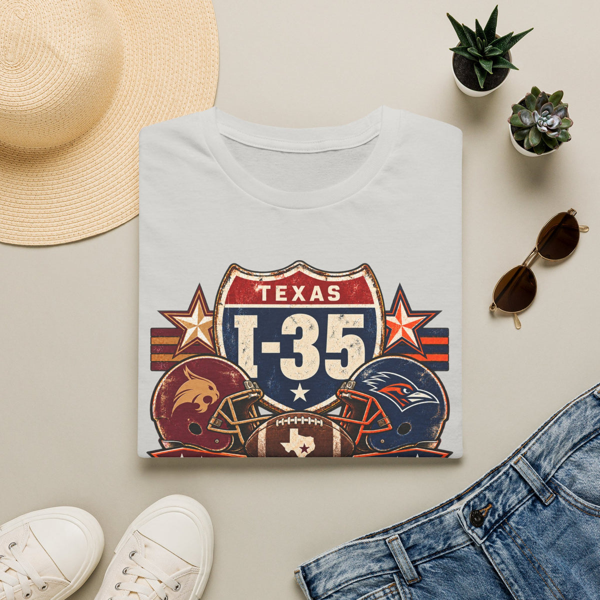 I-35 Texas Showdown Football T-Shirt – Texas State vs UTSA Game Day Tee