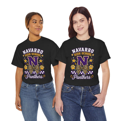 Navarro Panthers High School Tee — 'N' Leopard Ribbon Paw Print Design