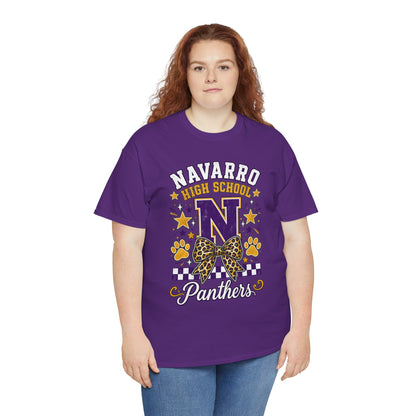 Navarro Panthers High School Tee — 'N' Leopard Ribbon Paw Print Design