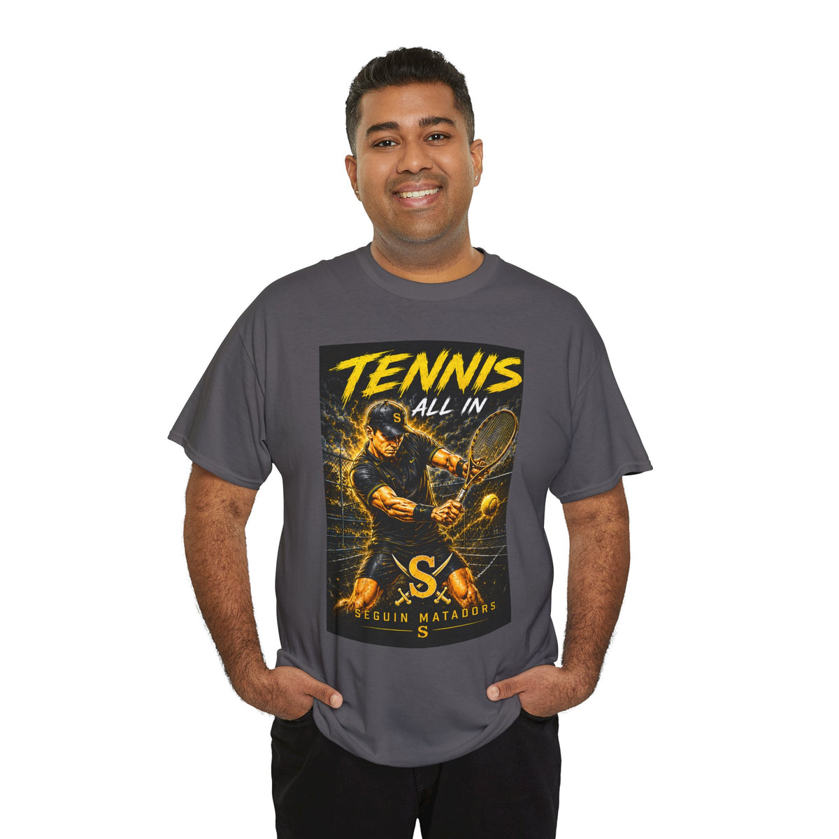 Tennis All In Graphic Tee — Vintage Tennis Player Poster Shirt