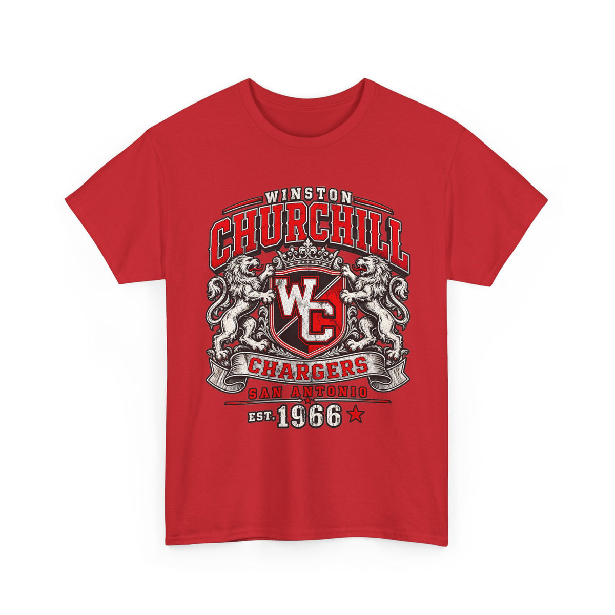 Churchill Chargers Vintage Crest T-Shirt — Winston Churchill 1966 School Spirit Tee