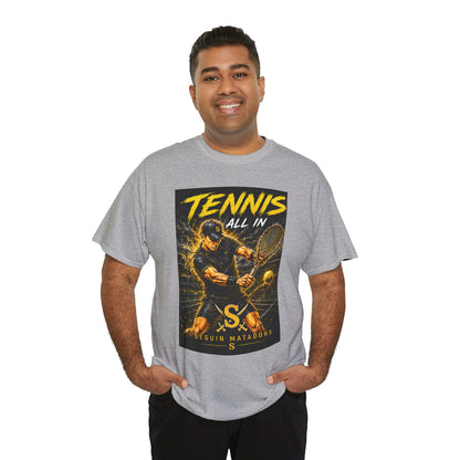 Tennis All In Graphic Tee — Vintage Tennis Player Poster Shirt