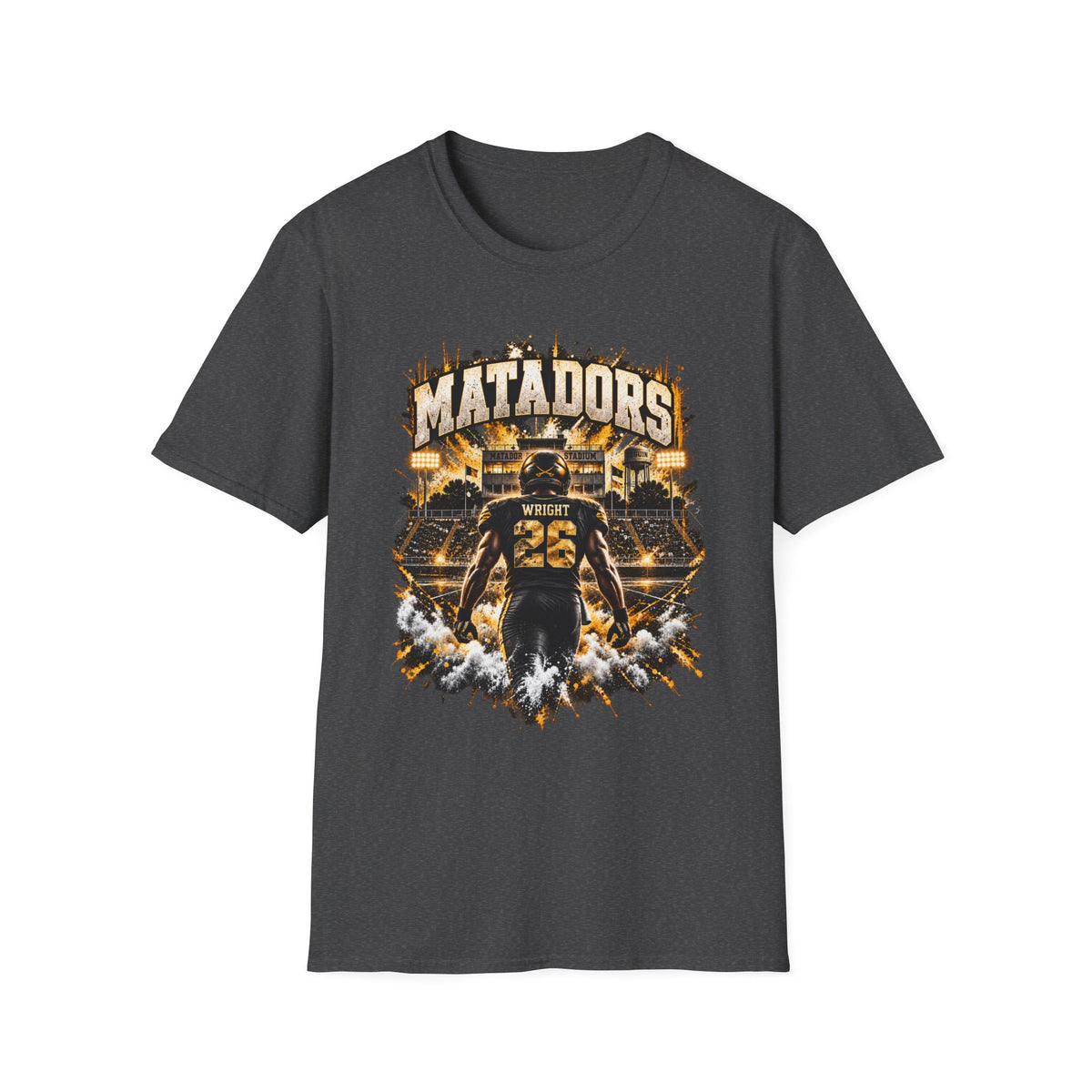 Matadors Football Player Graphic T-Shirt — Team Jersey Number 26 Fan Tee