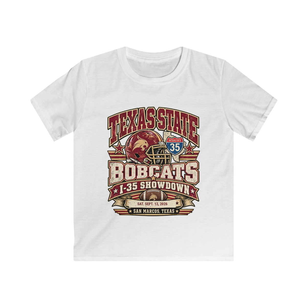 Texas State Bobcats Kids T‑Shirt — I-35 Showdown Football Tee (San Marcos, TX)