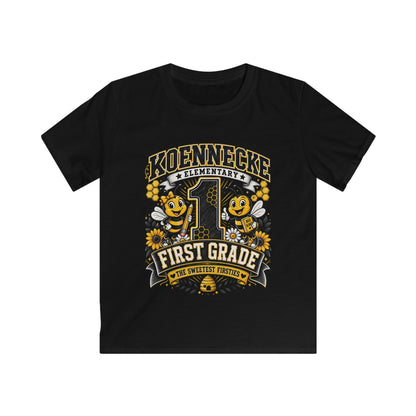 First Grade Kids Tee — 'Koennecke Elementary' Back-to-School Bee Design