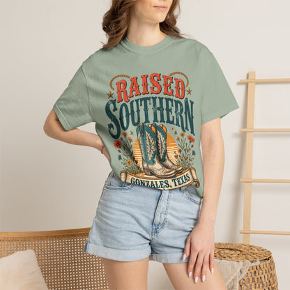 Raised Southern T-Shirt — Gonzales, Texas Retro Western Tee