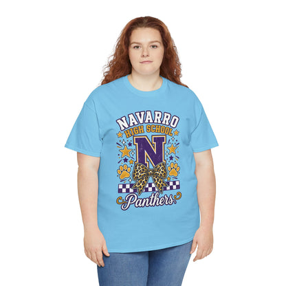 Navarro Panthers High School Tee — 'N' Leopard Ribbon Paw Print Design