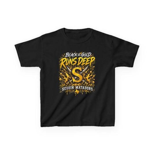 Kids T-Shirt — "Black & Gold Runs Deep" Seguin Matadors Tee