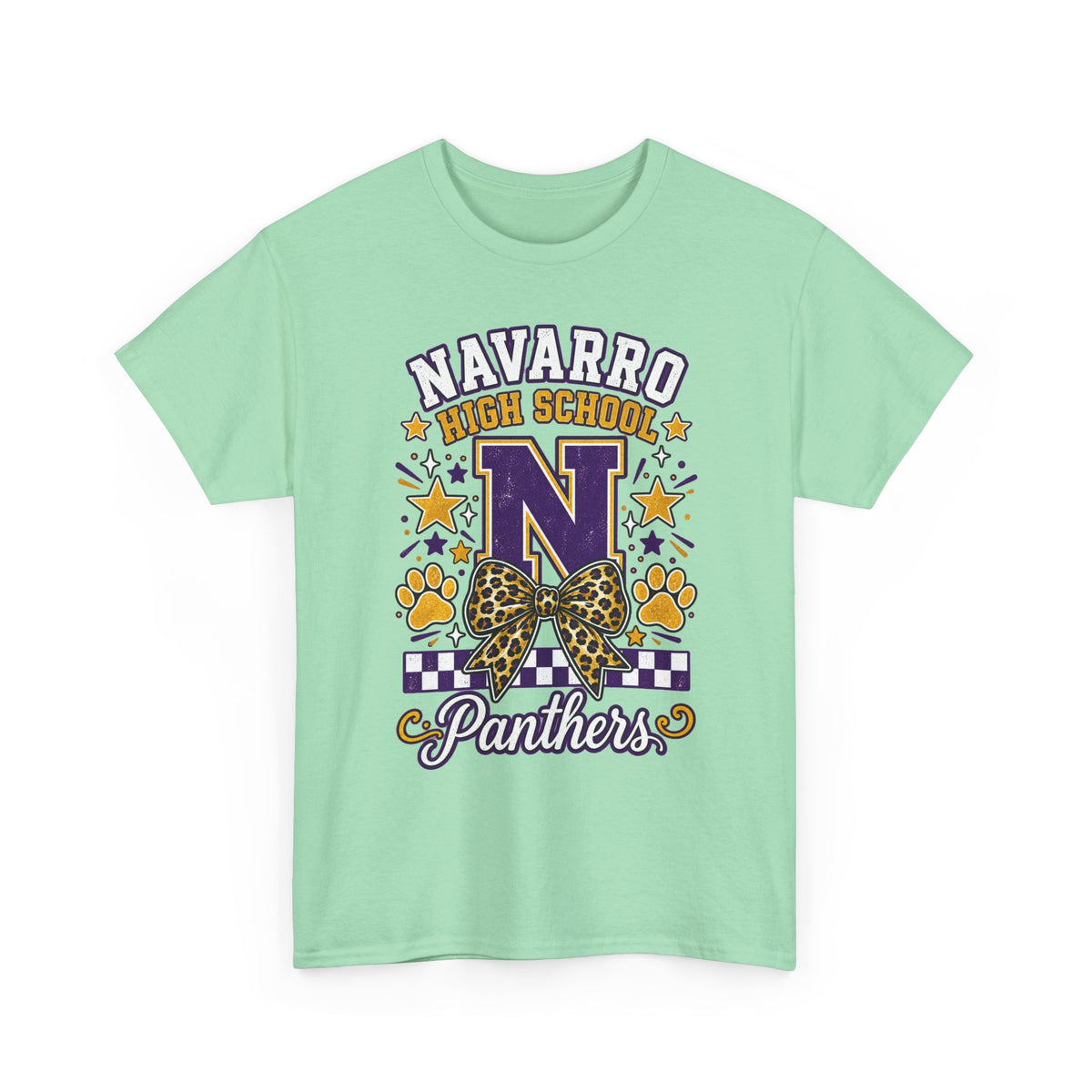 Navarro Panthers High School Tee — 'N' Leopard Ribbon Paw Print Design