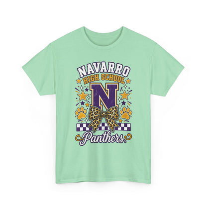 Navarro Panthers High School Tee — 'N' Leopard Ribbon Paw Print Design