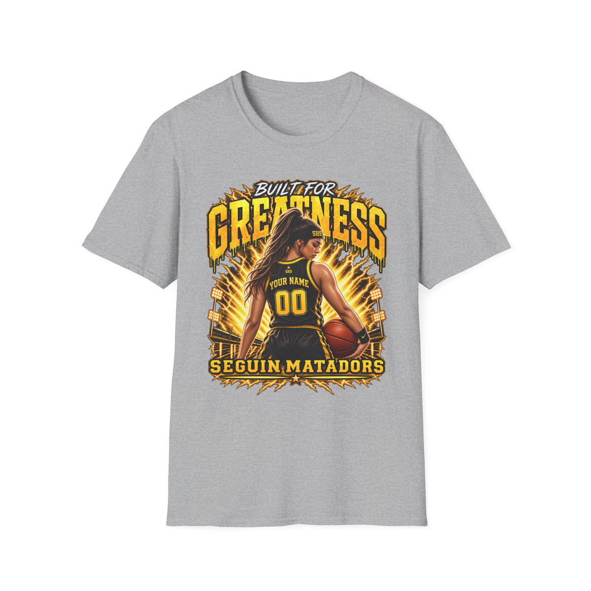 Custom Seguin Matador Girls Basketball Player Tee | Personalized Name & Jersey Number