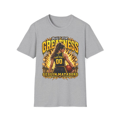 Custom Seguin Matador Girls Basketball Player Tee | Personalized Name & Jersey Number