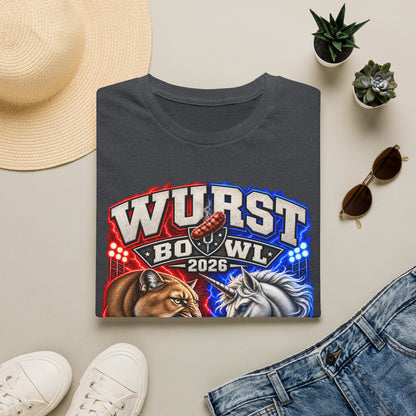 Wurst Bowl 2026 T‑Shirt — Rivalry Game Day Tee (Sausage vs. Unicorn)
